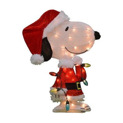 ProductWorks Peanuts 24 In Snoopy and 18 In Woodstock Christmas Yard Decorations