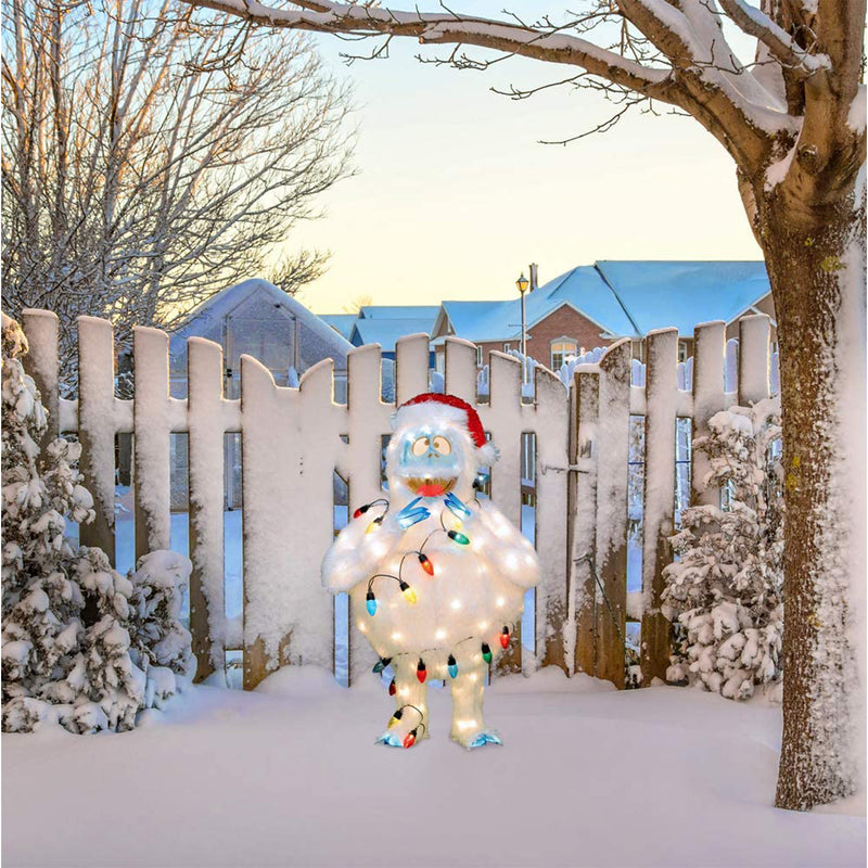 ProductWorks 32 Inch PreLit Snowman & 18 Inch Rudolph Christmas Yard Decorations