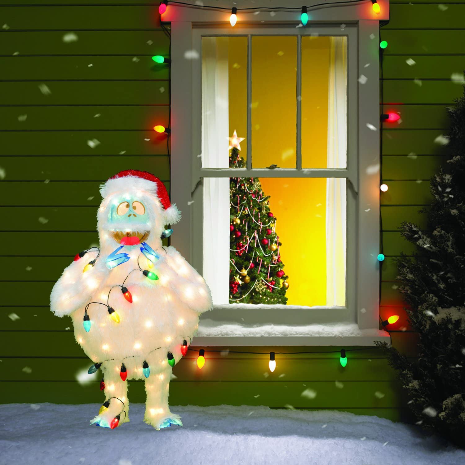 ProductWorks Rudolph 32in Bumble Snowman Santa Hat Pre Lit Decoration (Used) - VMInnovations