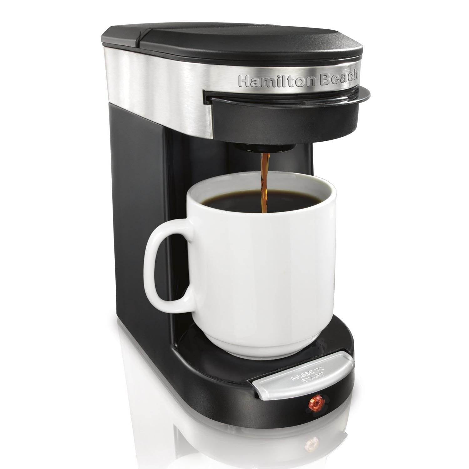 Hamilton Beach 12 OZ One Touch Personal Cup Pod Coffee Brewer, Black (Open Box)