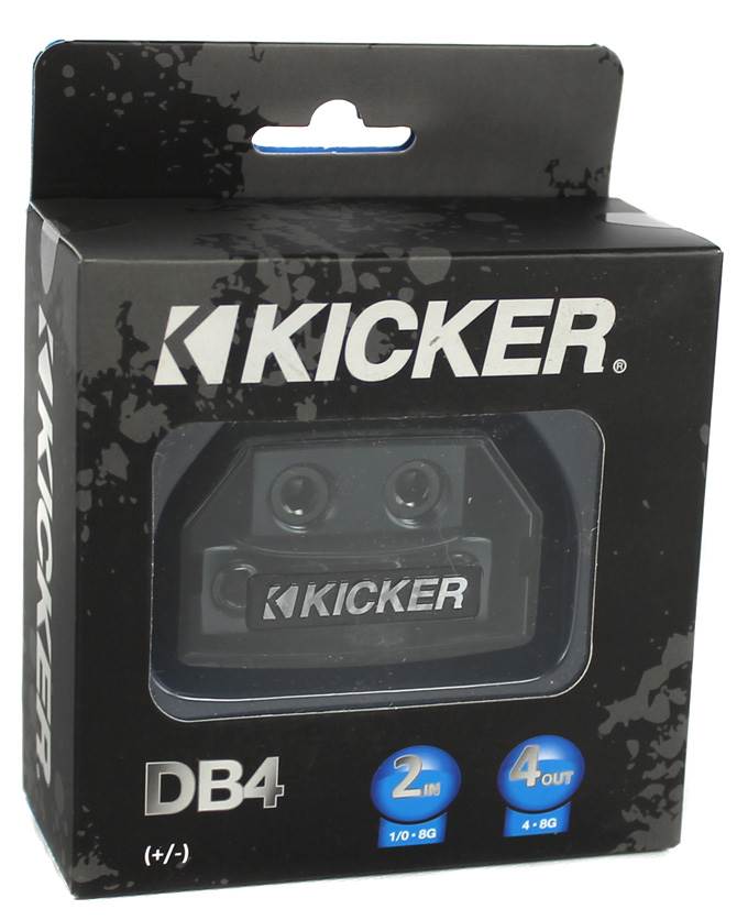 2) Kicker DB4 Distribution Blocks w/ 2) 1/0-8 Gauge Inputs and 4) 8 Ga Outputs