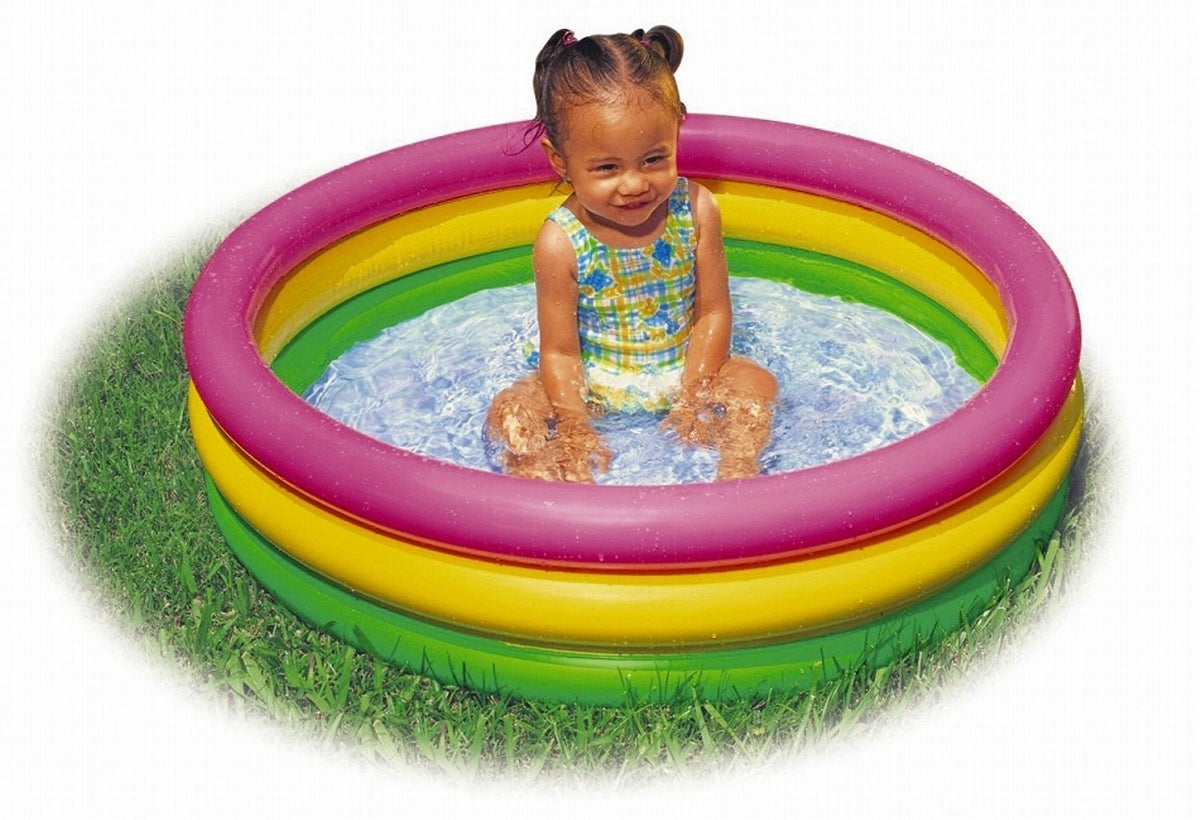 Intex Sunset Inflatable Baby Pool (2 Pack) & Inflatable Ocean Scene Kids Pool