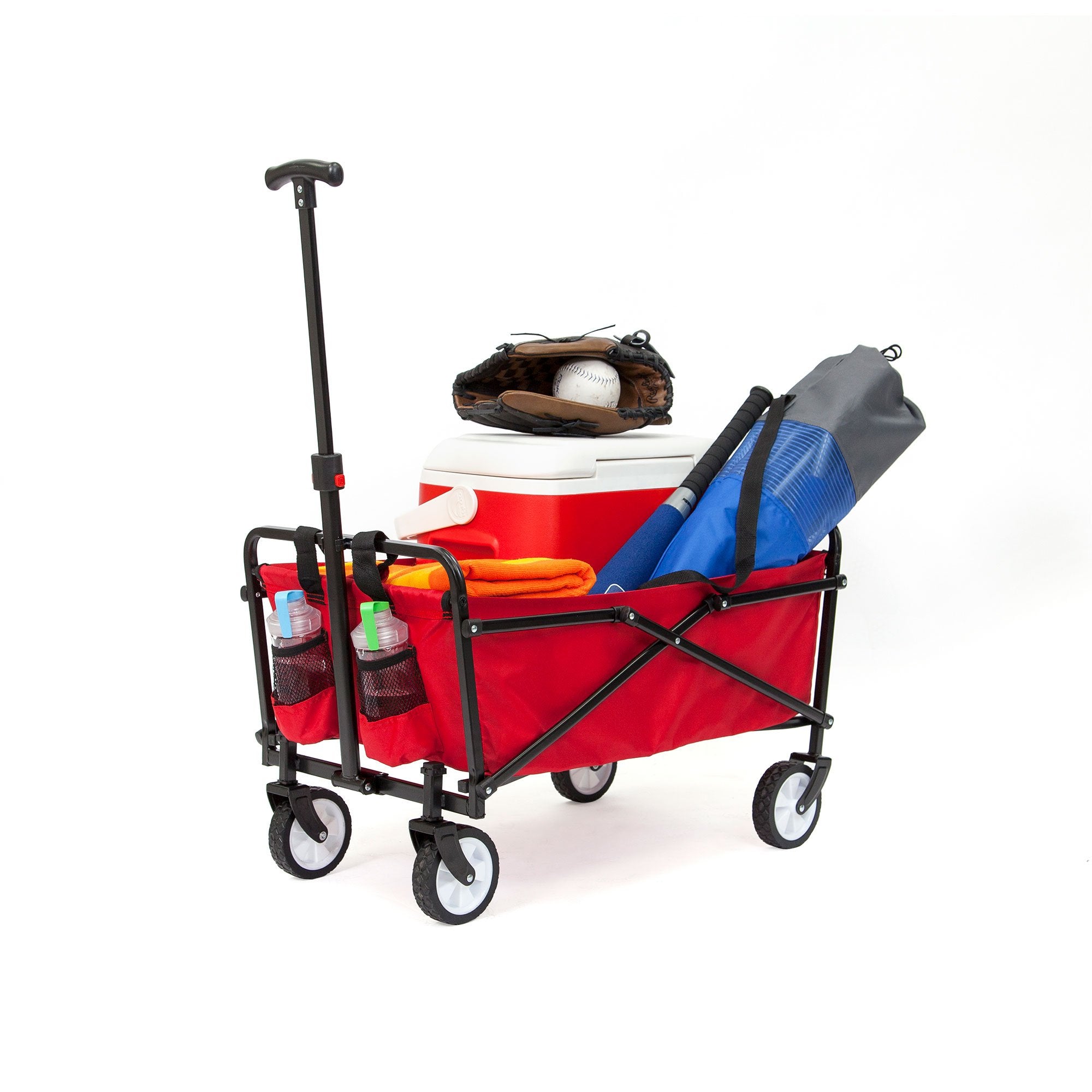 Seina Steel Collapsible Folding Outdoor Portable Utility Cart in Red (3 Pack)
