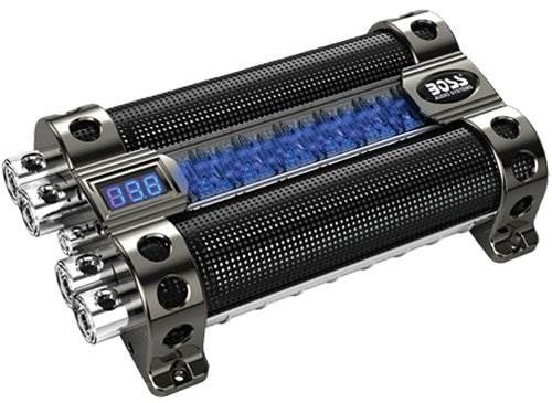 BOSS CAP18 18 FARAD Digital Car Audio Capacitor Cap LED + 0/1 Gauge Amp Kit