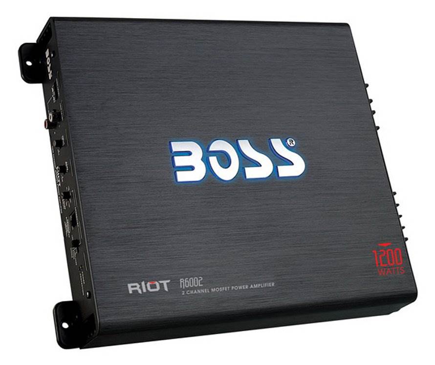 BOSS R6002 1200W 2-Channel Car Audio Amplifier, Remote, 8 Gauge Amp Kit Install