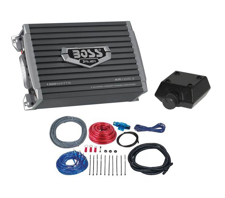 New BOSS AR12002 1200 Watt 2-Channel Car Audio Amplifier Amp & 8 Gauge Amp Kit