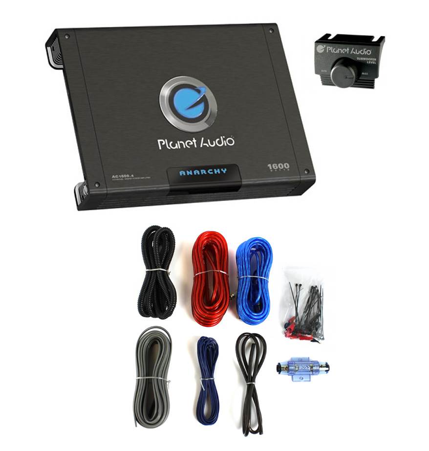 PLANET AUDIO AC1600.4 1600W 4 Ch Car Amplifier AC16004 + 8 Gauge Amp Install Kit