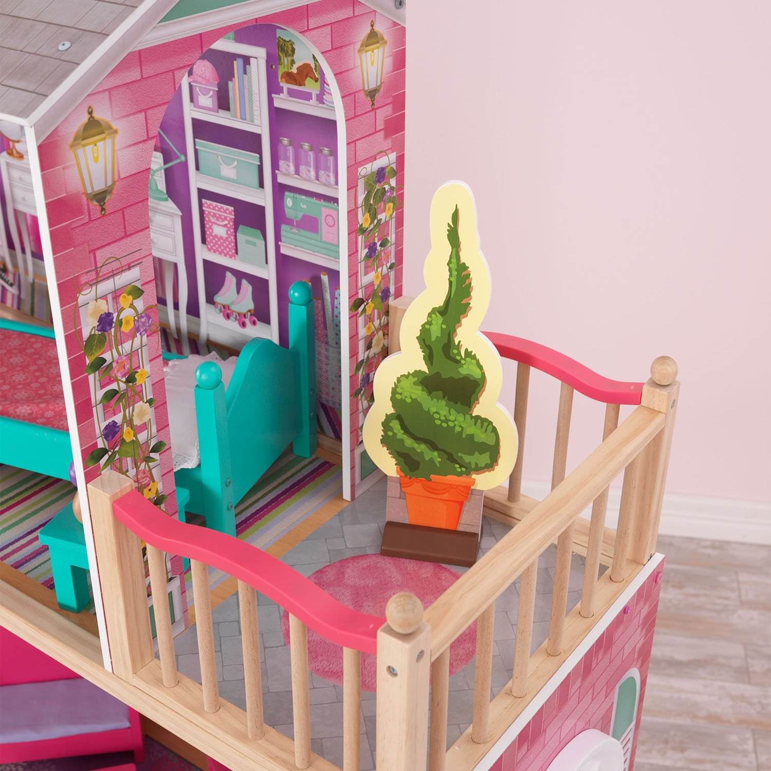 KidKraft 18-Inch Colorful Dollhouse Doll Manor with Jumbo Furniture | 65830