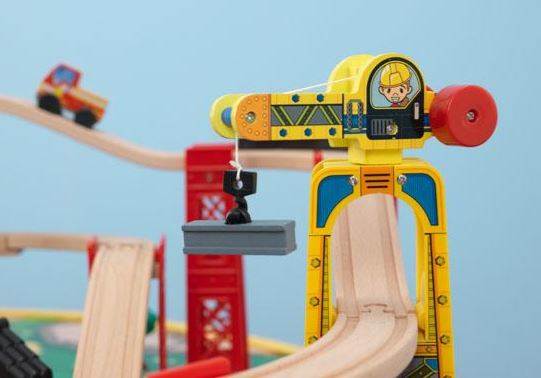 KidKraft City Explorer Wooden Train Set & Play Table w/ 80 Toy Pieces - Open Box