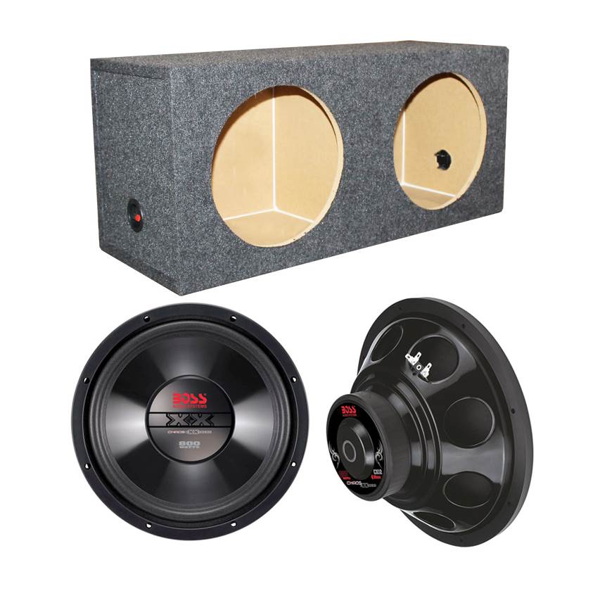 2) New BOSS CX12 12" 1600W Car Audio Power Subwoofers Subs + Dual Sealed Sub Box