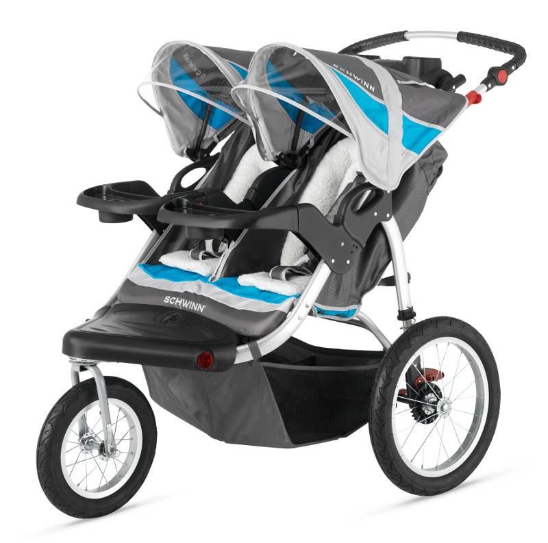 Schwinn Turismo Double Swivel Baby Jogging Stroller - Gray / Blue - Open Box