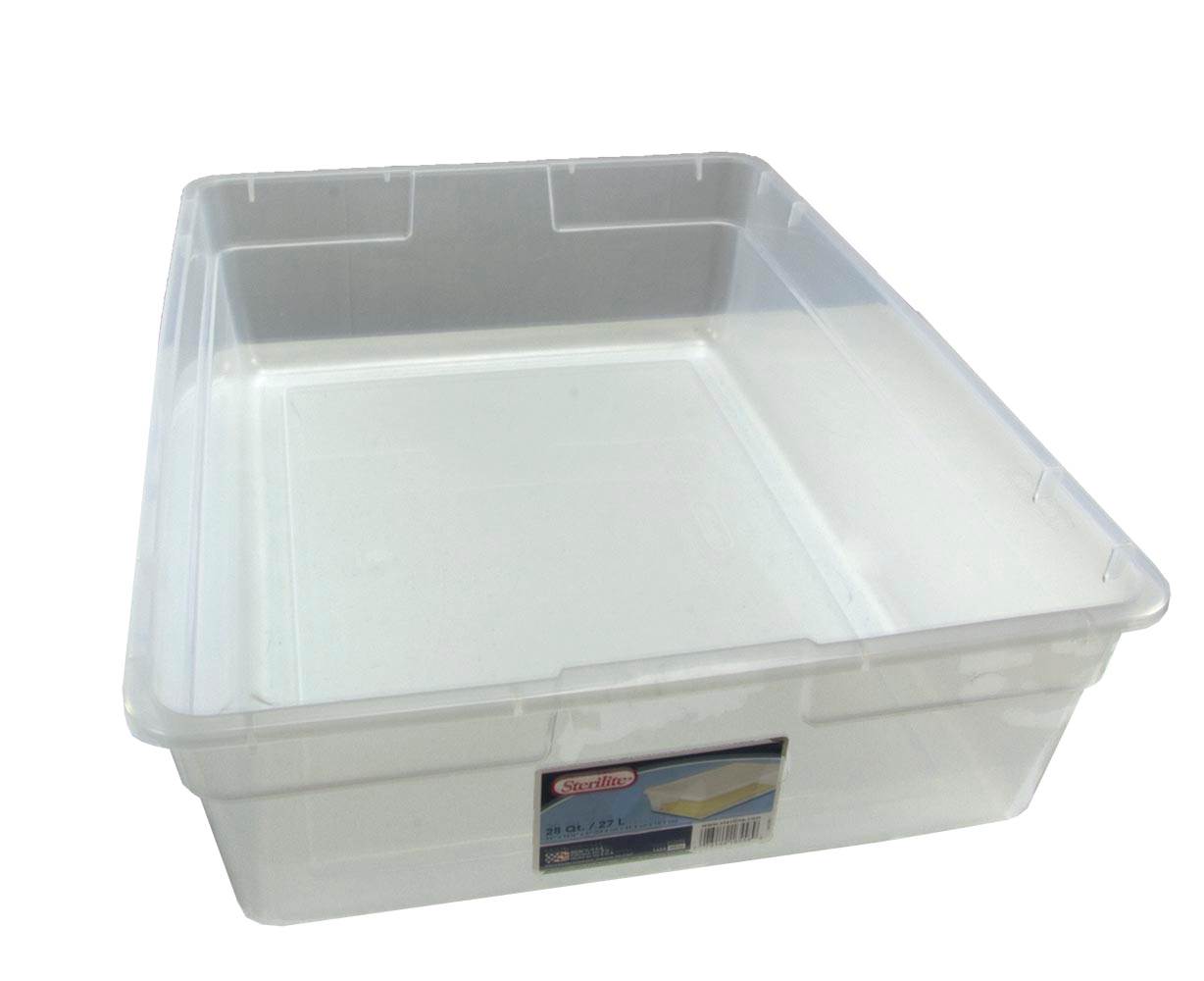 Sterilite Single Lidded 28 Quart Clear Bin Storage Box Tote Container (Open Box)