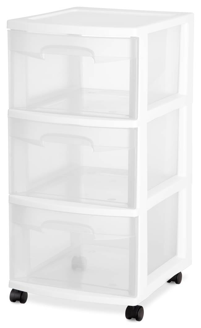 Sterilite Home 3-Drawer Storage Cart Portable Container with Casters | 28308002 (Open Box)