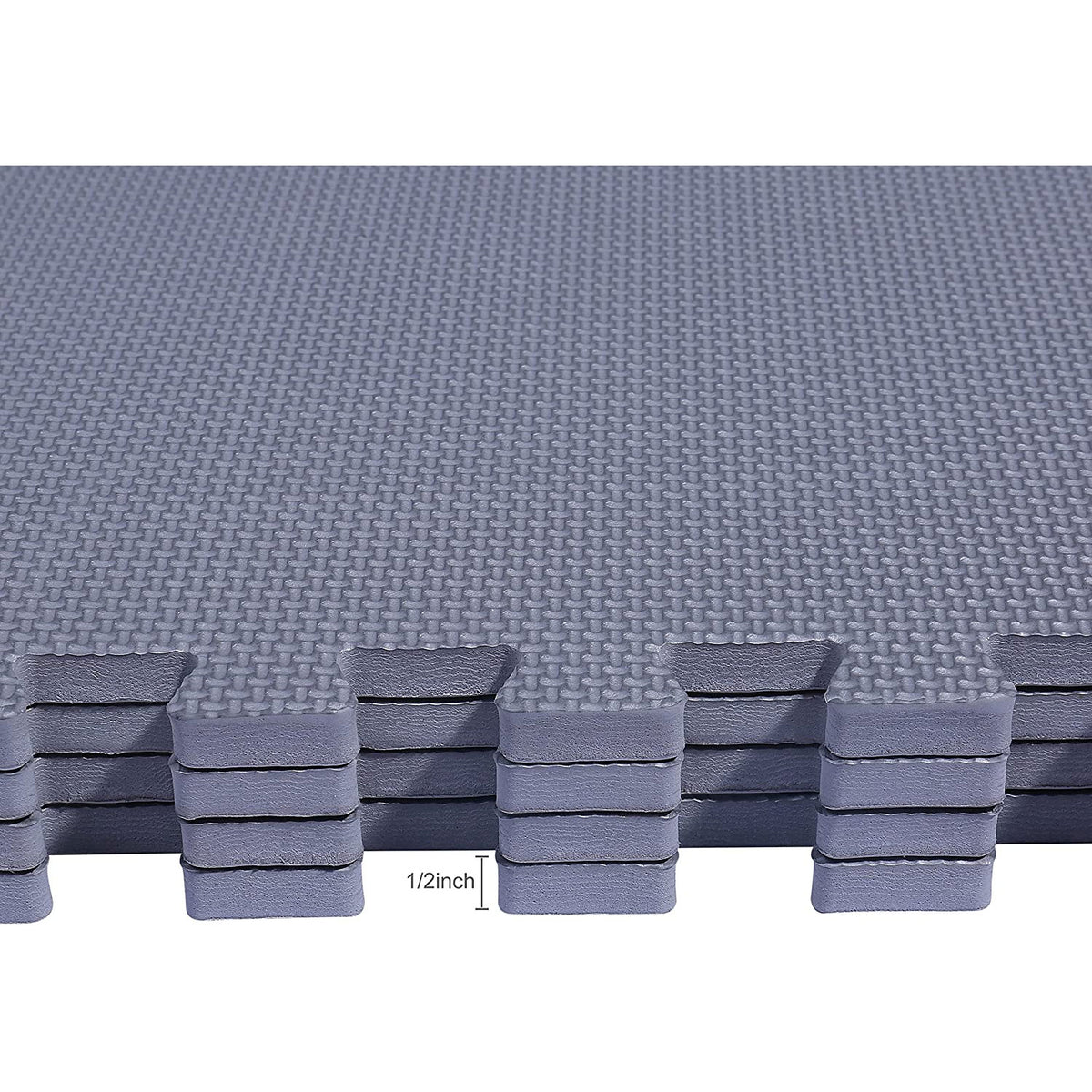 Everyday Essentials 1/2 Inch Thick Floor Puzzle Exercise Mat, 48 Sq Ft, Gray