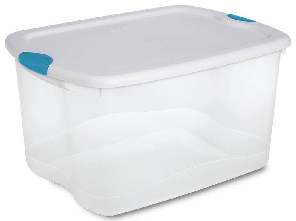 4)Sterilite 18888004 66-Quart Clear Tote Box W/Latching Container Lid (Open Box)