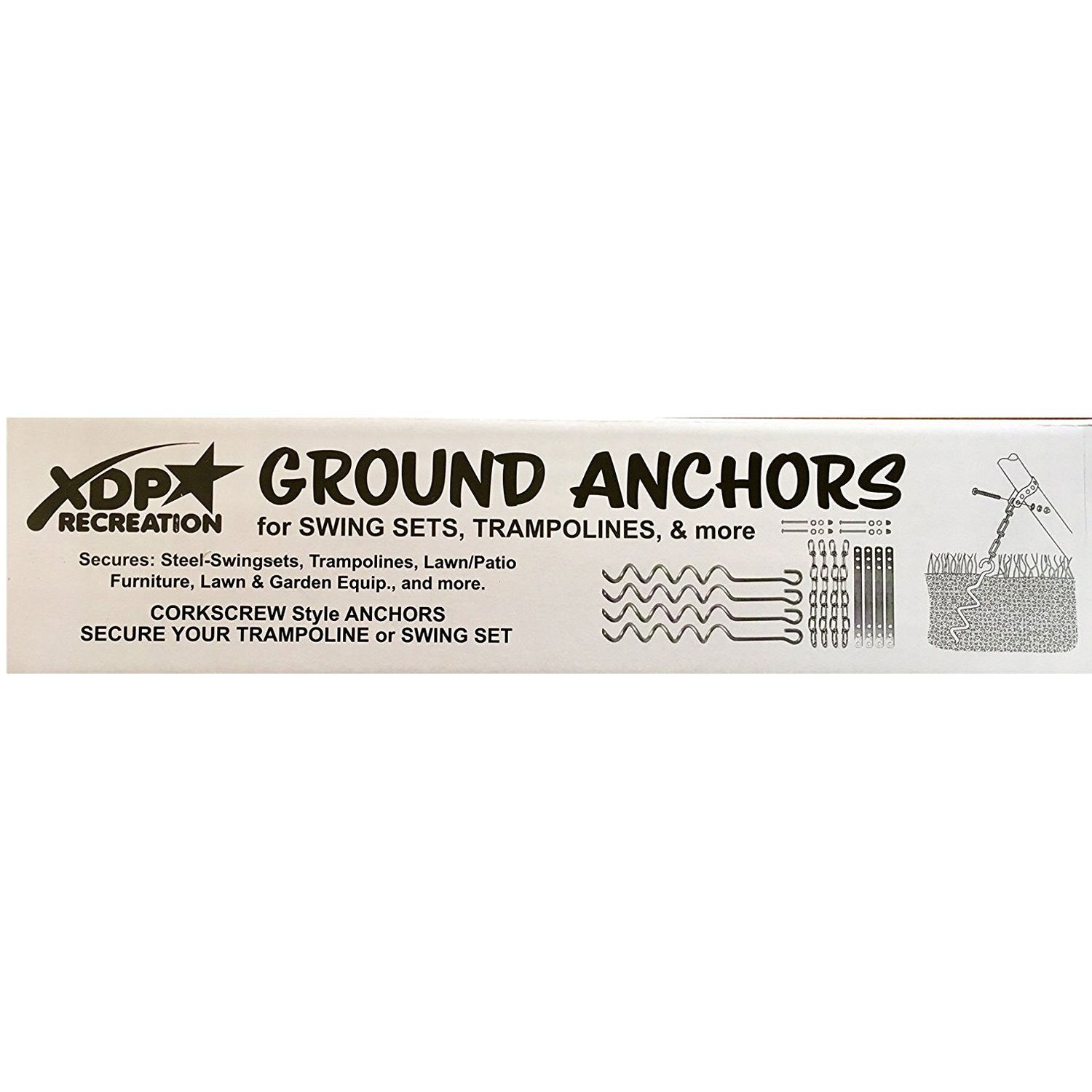 XDP Recreation Swing Set Trampoline & Patio Furniture Metal Anchor Kit (4 Pack)