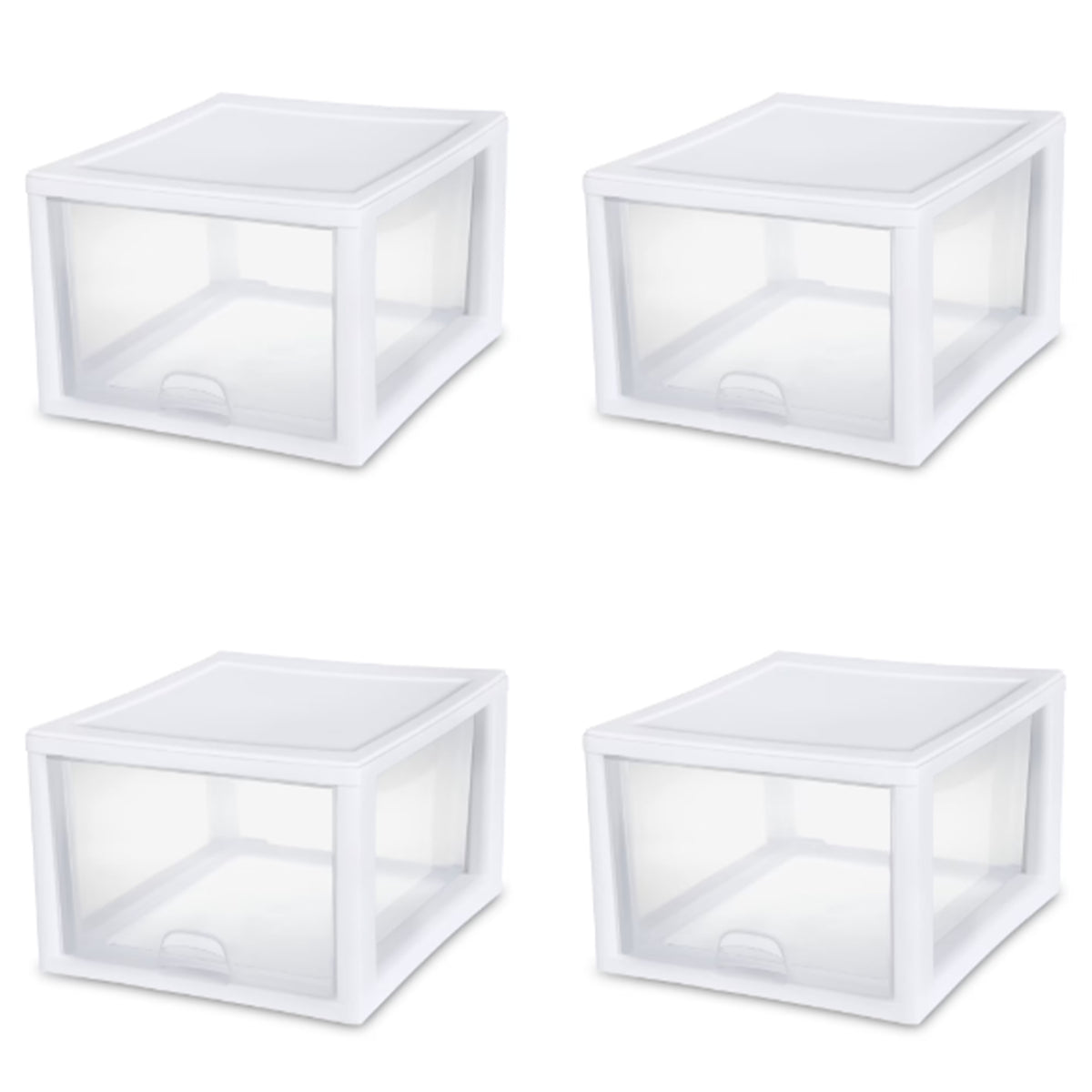 Sterilite 27 Quart Stacking Storage Drawer, Stackable Plastic Bin Drawer, 4 Pack