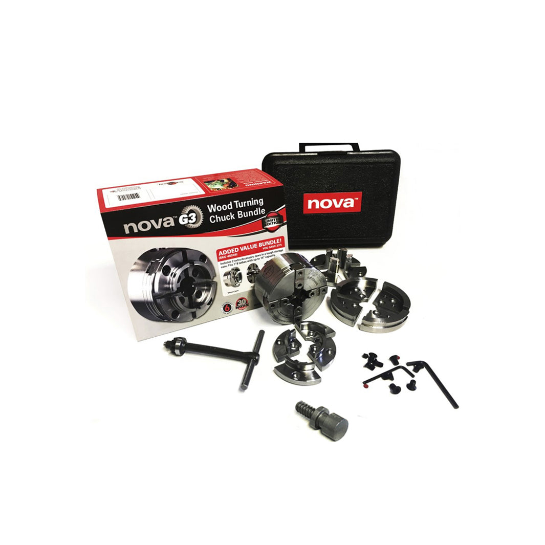 Nova Direct Thread 1 Inch X 8TPI G3 Wood Turning Chuck Bundle Set (Open Box)