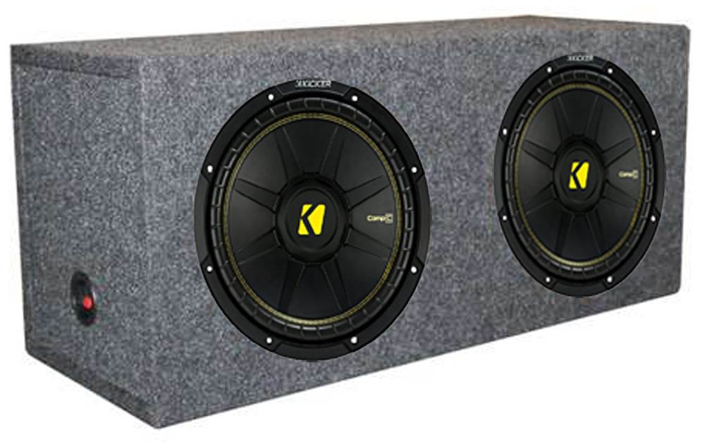Kicker 44CWCS124 12" 1200W Car Subwoofers + Dual Sealed Sub Box Enclosure