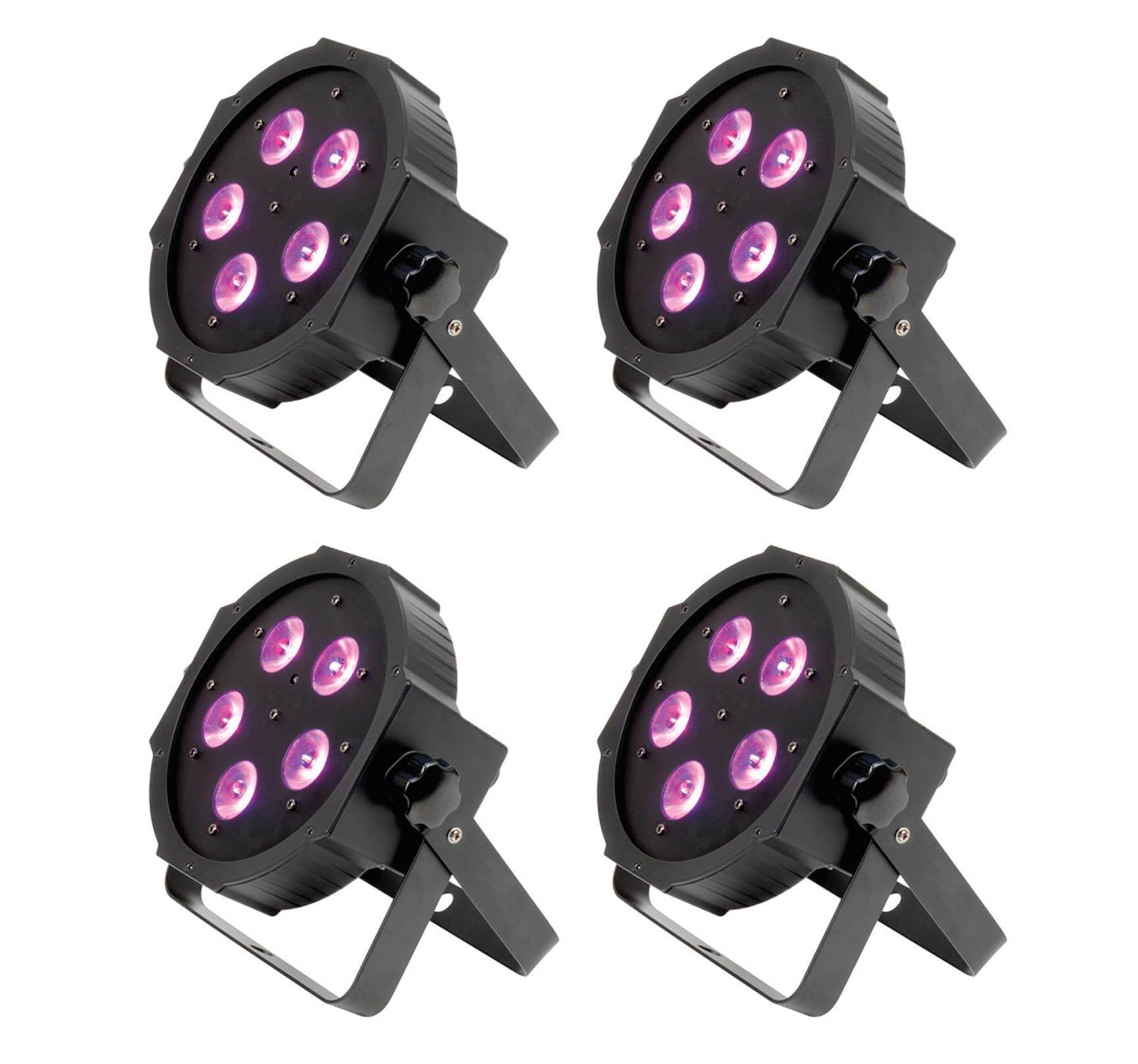 (4) AMERICAN DJ Mega Tripar Profile Plus RGB + UV Quad LED DMX Slim Par Lights