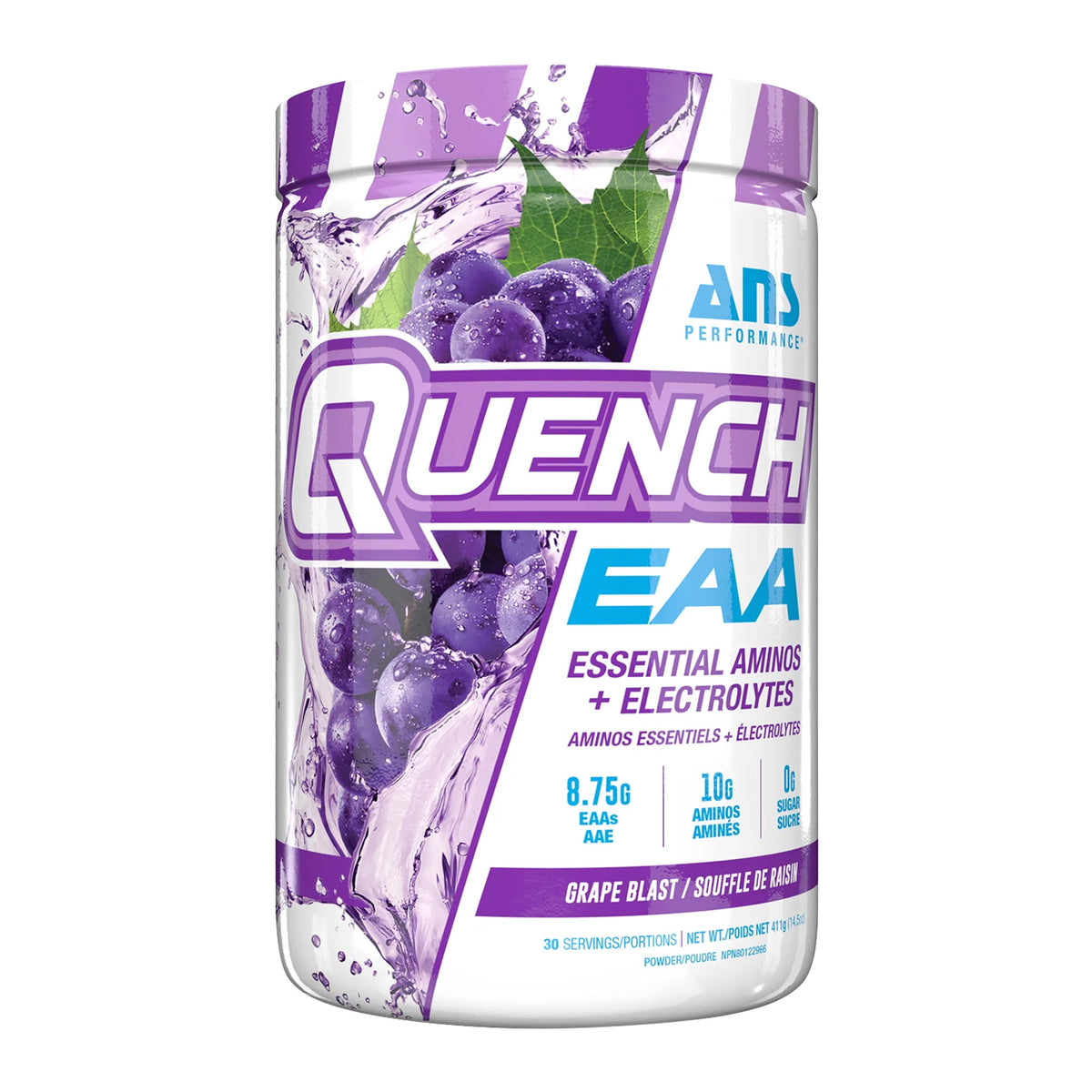 ANS Performance Quench EAA Hydration Drink Mix with Electrolytes, Grape Blast
