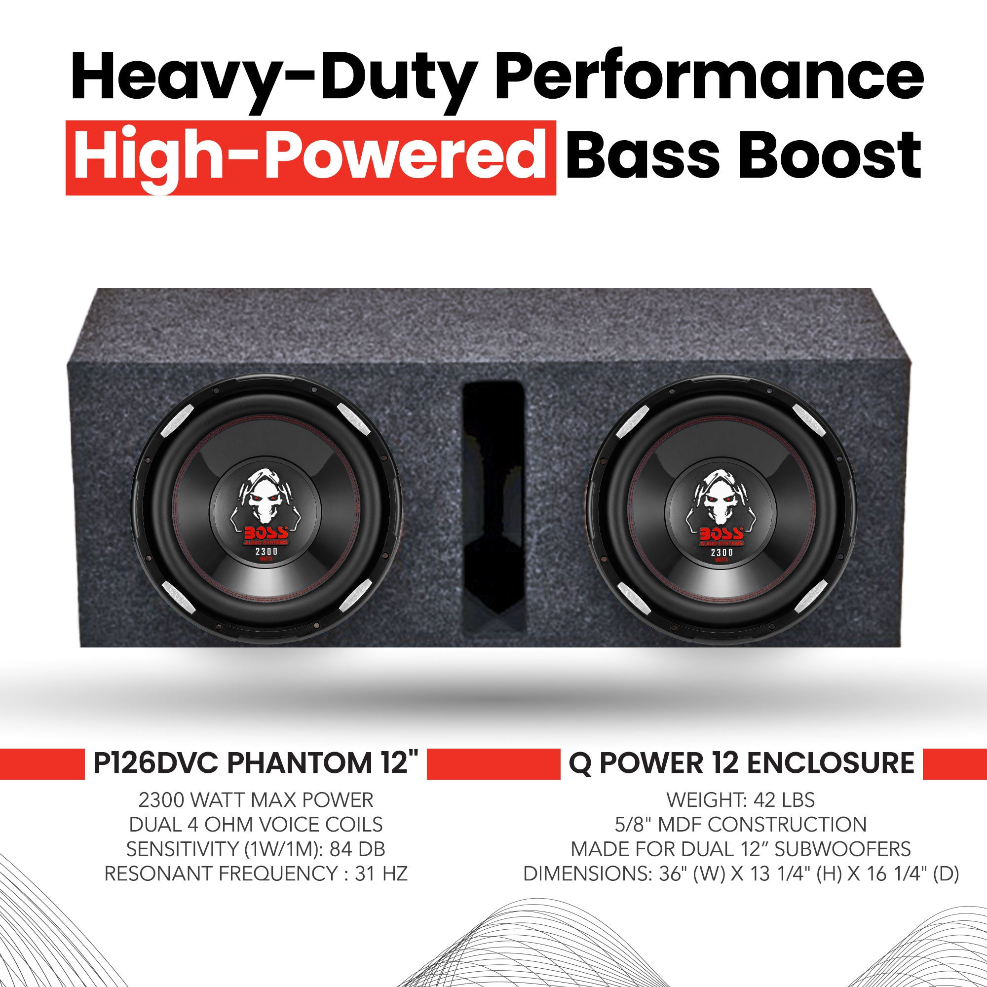 2 Boss Audio P126DVC 12" 4600 Watt Car Subwoofers and Vented Sub Box Enclosure