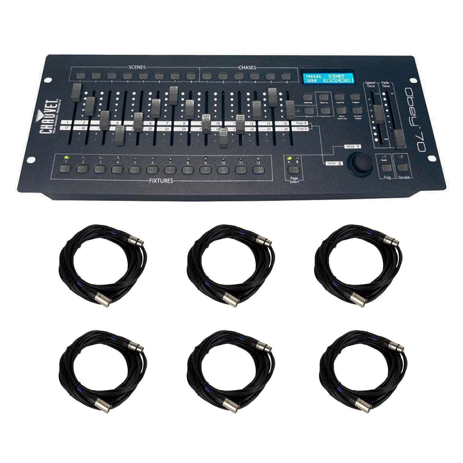 Chauvet DJ OBEY70 Obey 70 Light Fog Lighting Controller + (6) 10 ft. DMX Cables