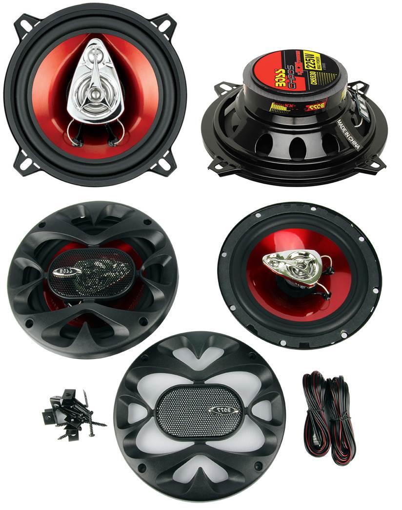2) BOSS CH5530 5.25" 3-Way 225W + CH6530 6.5" 300W 3 Way Car Coaxial Speakers
