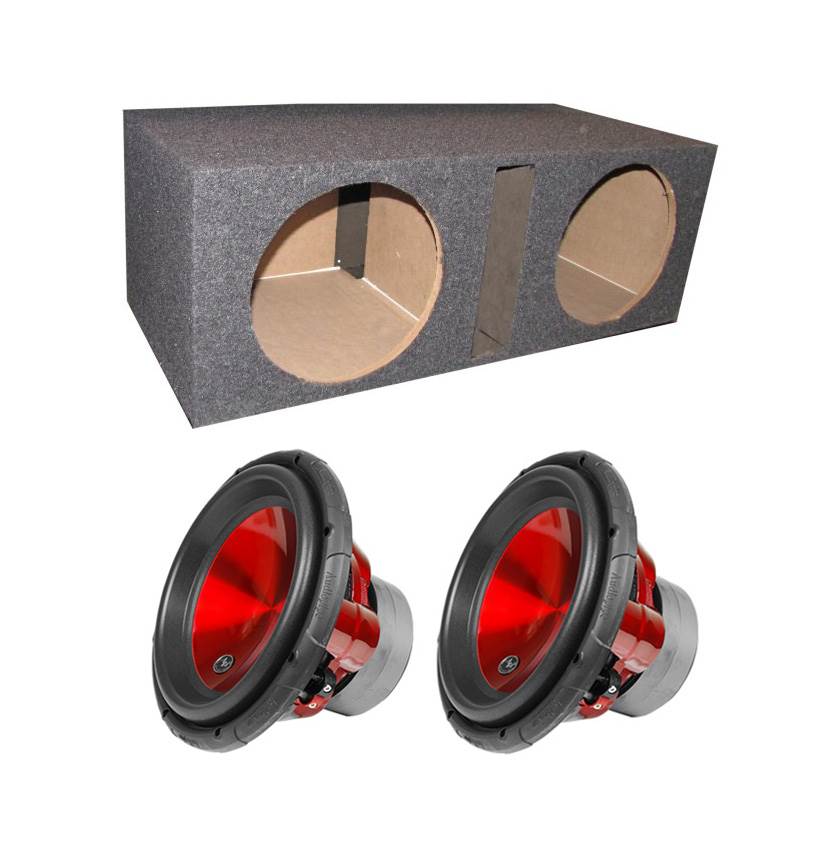 2) Audiopipe TXX-APA-12RD 12" 3200W Subwoofers + Dual Vented Sub Box Enclosure