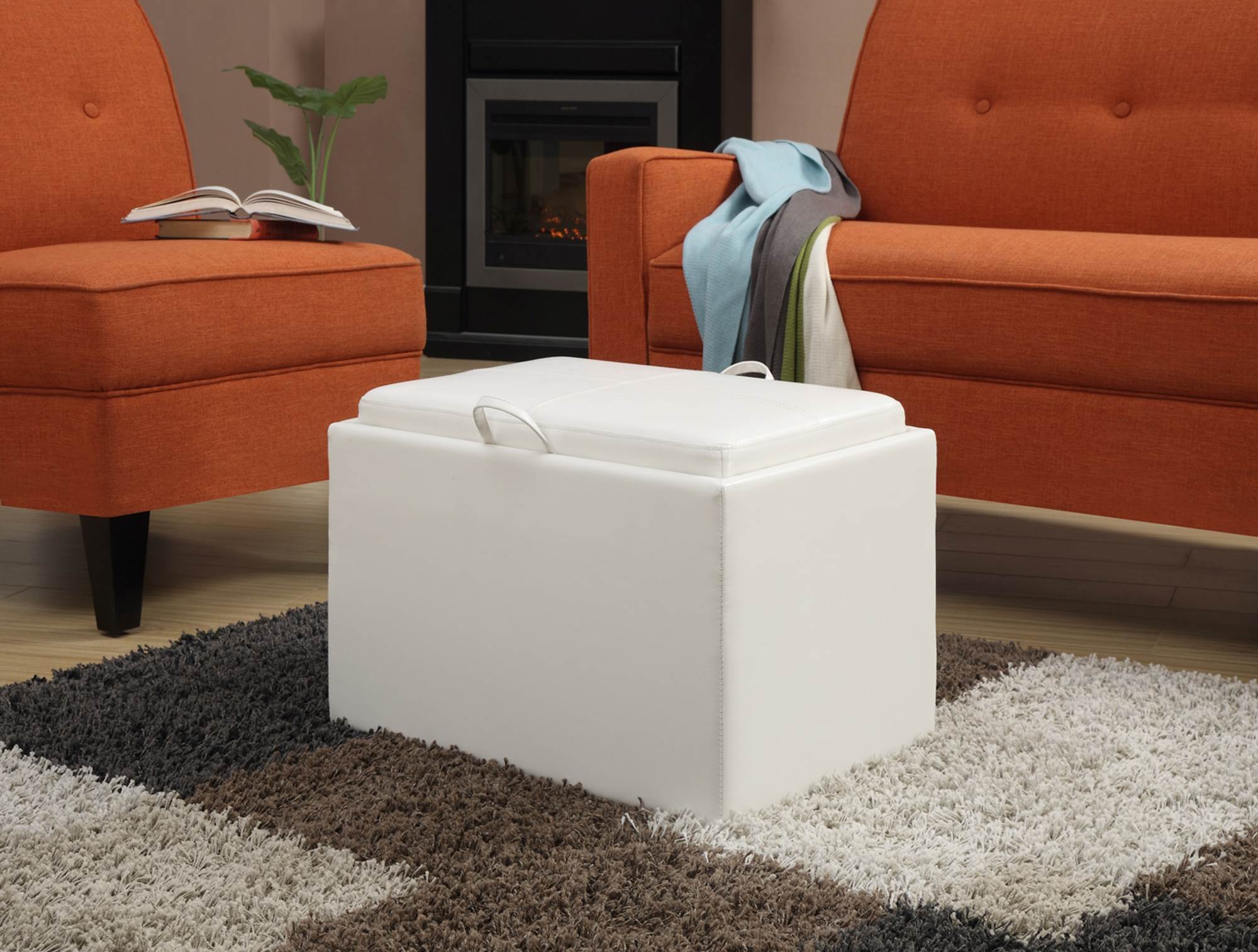 Convenience Concepts Designs4Comfort Accent Storage Ottoman - Ivory - Damaged