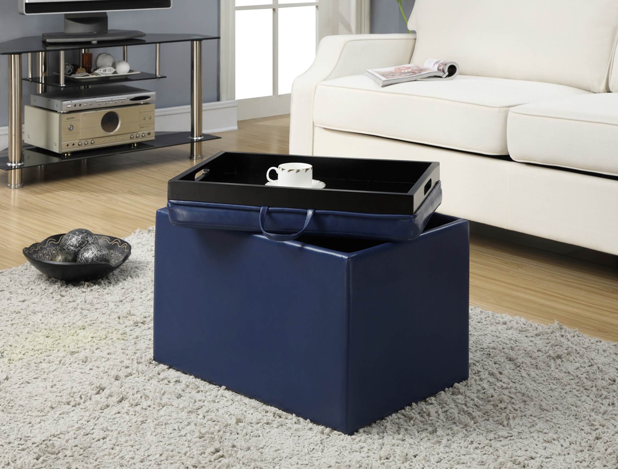Convenience Concepts Designs4Comfort Accent Storage Ottoman - Blue (Open Box)