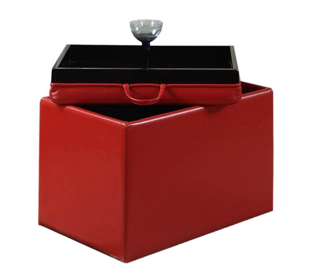 Convenience Concepts Accent Storage Ottoman - Red | 143523R - Slightly Damaged
