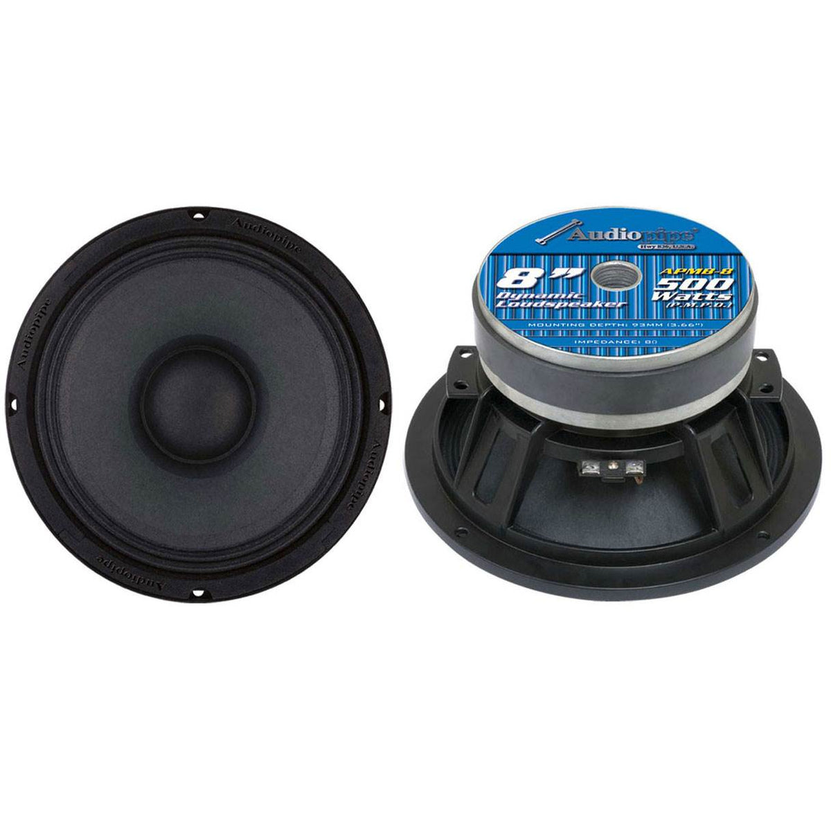 Audiopipe APMB-8-B 500 Watt 8" Low Mid Frequency Car Audio Loudspeakers (4 Pack)