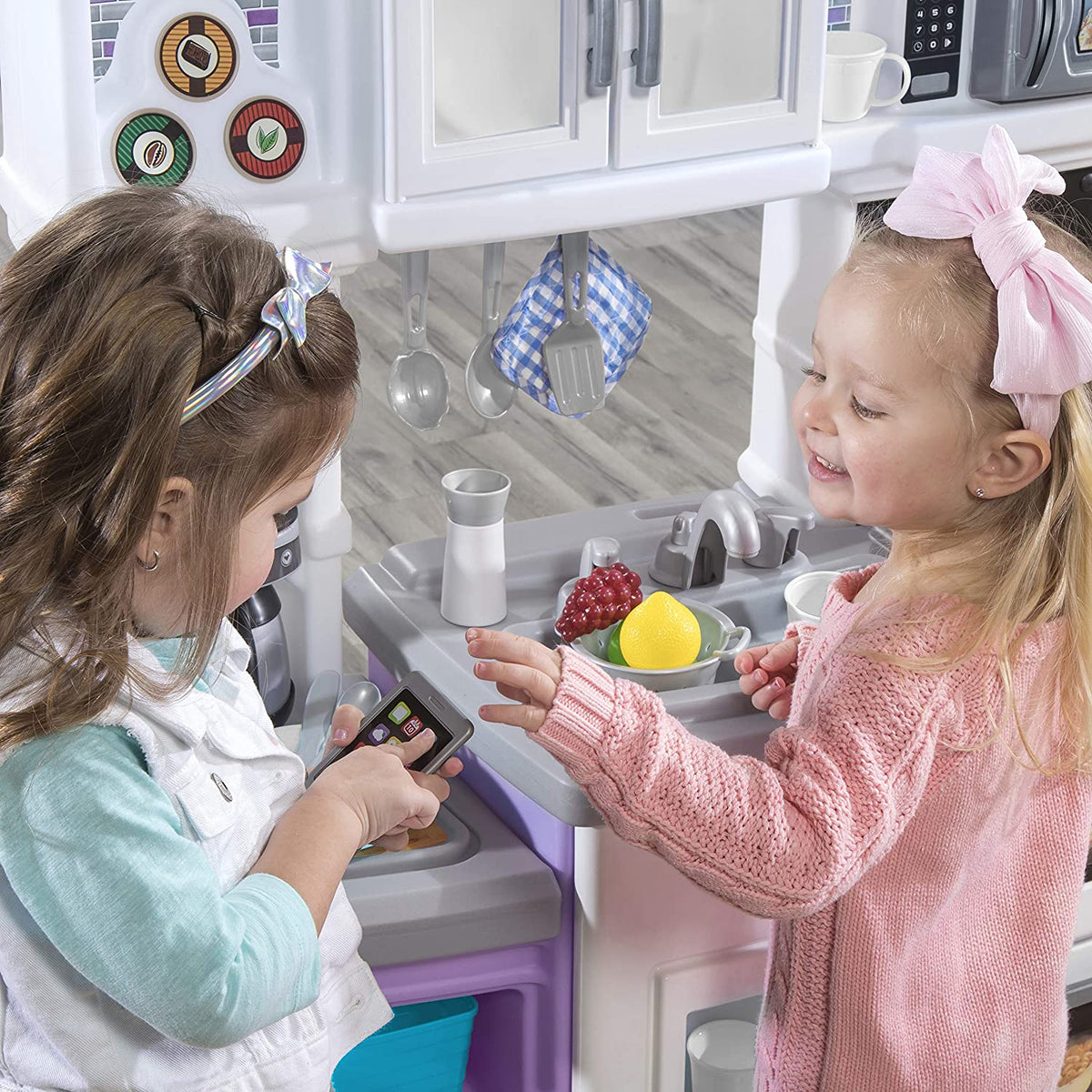 Step2 Great Gourmet Kids Play Pretend Kitchen Playset w/ Accessory Set, Lavender