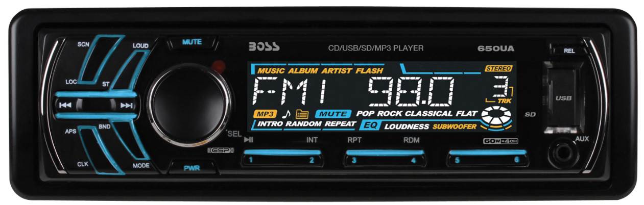 BOSS 650UA 240W CD/MP3 Car Audio Player + 2) BOSS CH6530 6.5" 300W 3Way Speakers