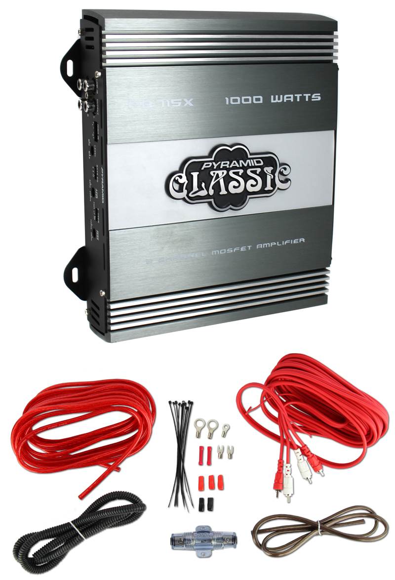 Pyramid PB715X 1000W 2 Channel Car Audio Amplifier Power Amp MOSFET+ 8Ga Amp Kit