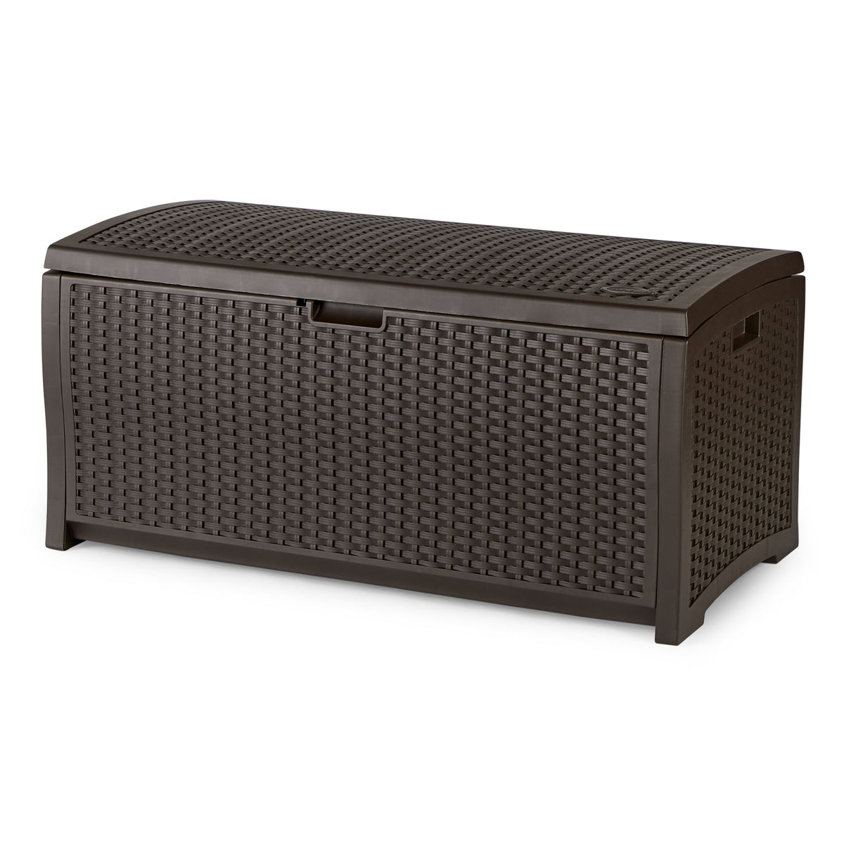 Suncast 73 Gallon Mocha Wicker Resin Outdoor Patio Storage Deck Box | Open Box