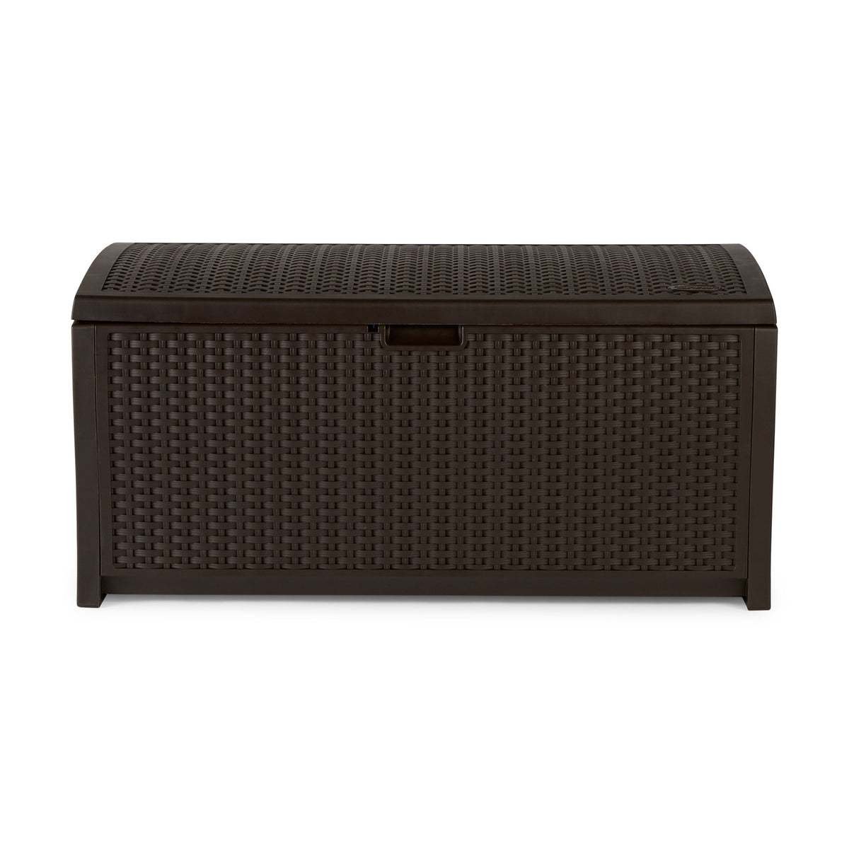 Suncast 73 Gallon Mocha Wicker Resin Outdoor Patio Storage Deck Box | Open Box