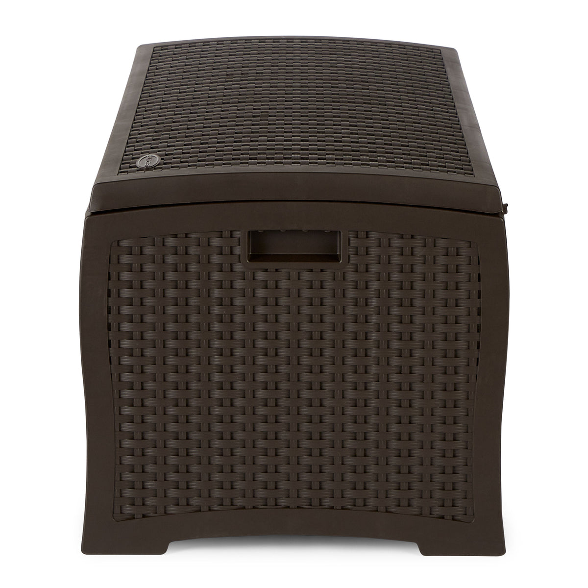 Suncast 73 Gallon Mocha Wicker Resin Outdoor Patio Storage Deck Box | Open Box