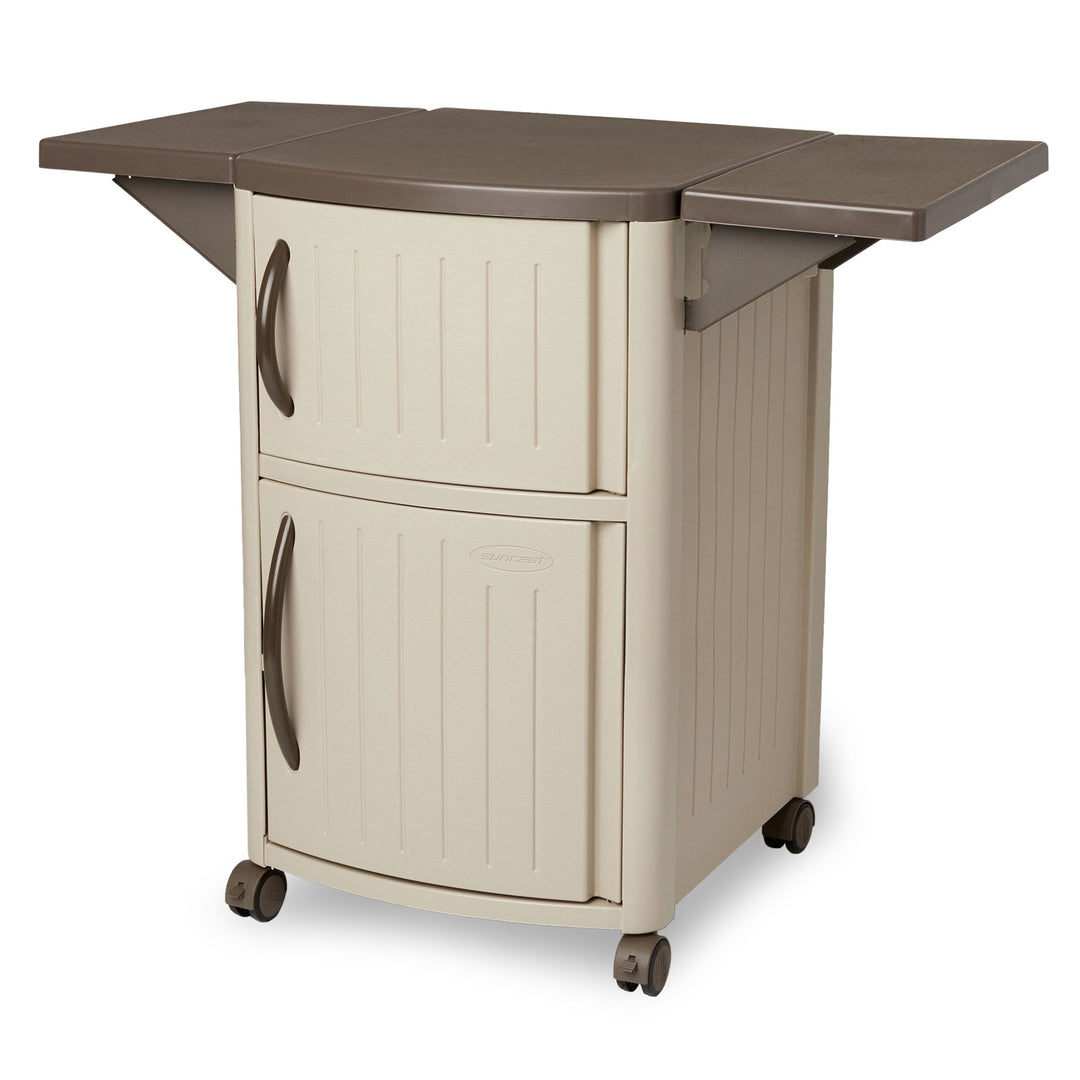 Suncast DCP2000 Portable Outdoor Patio Prep Serving Station Table and Cabinet - VMInnovations
