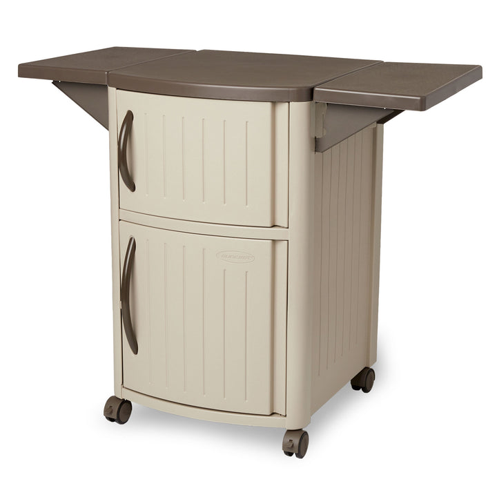 Suncast DCP2000 Portable Outdoor Patio Prep Serving Station Table and Cabinet - VMInnovations