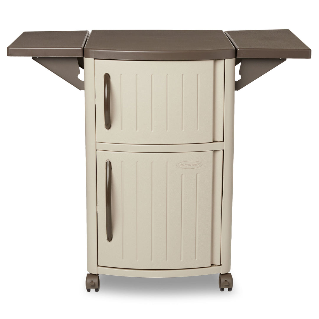 Suncast DCP2000 Portable Outdoor Patio Prep Serving Station Table and Cabinet - VMInnovations
