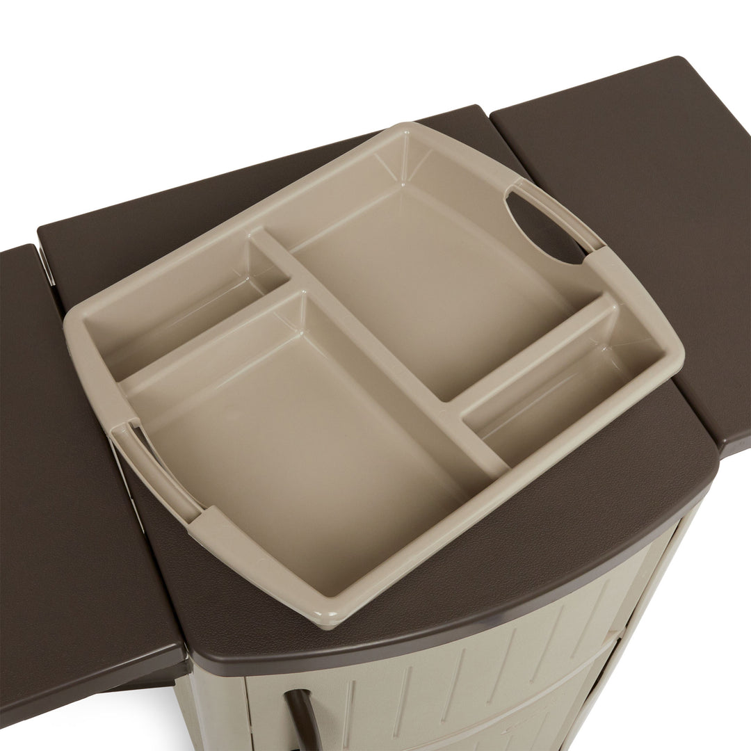Suncast DCP2000 Portable Outdoor Patio Prep Serving Station Table and Cabinet - VMInnovations
