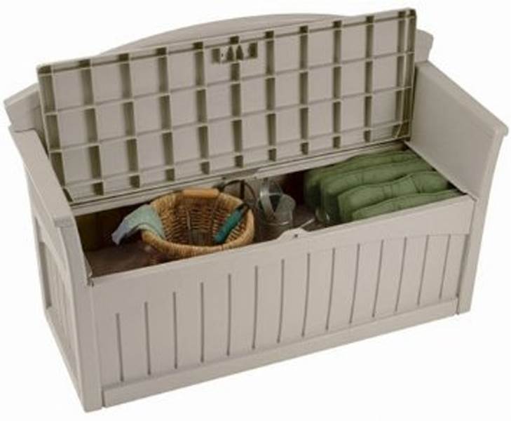 Suncast 50 Gallon Patio Bench Large Outdoor Durable Resin Garden Storage Box