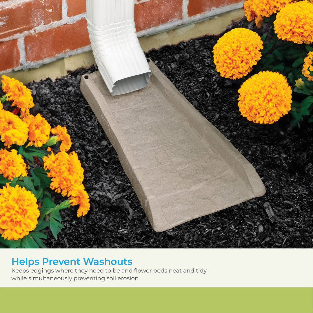 Suncast SB24 Decorative Rain Gutter Downspout Garden Splash Block, Light Taupe - VMInnovations