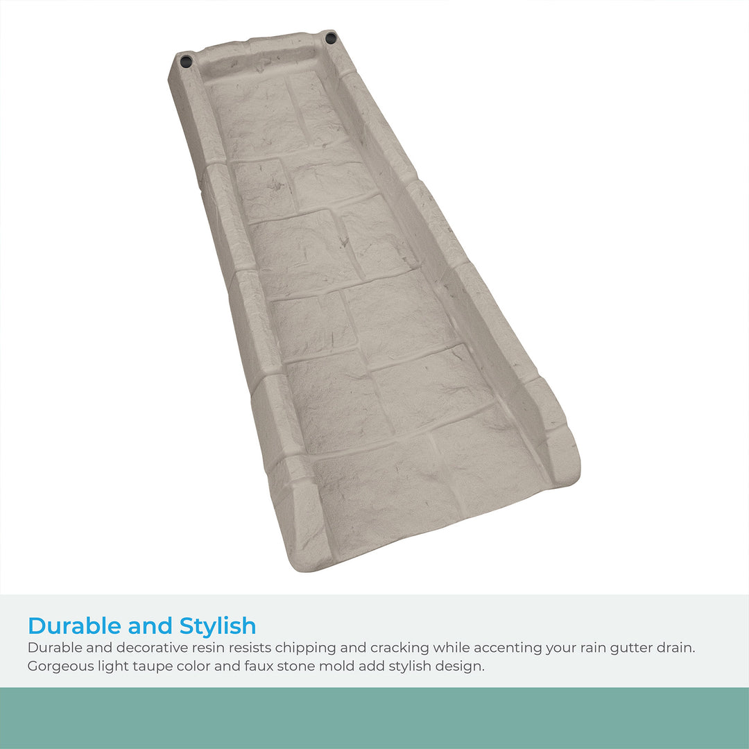Suncast SB24 Decorative Rain Gutter Downspout Garden Splash Block, Light Taupe - VMInnovations