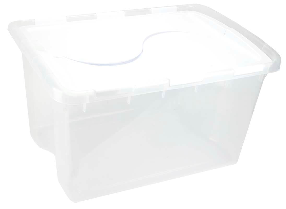 Sterilite Single 48 Qt Clear Base Hinged Lid Storage Tote Container (Open Box)