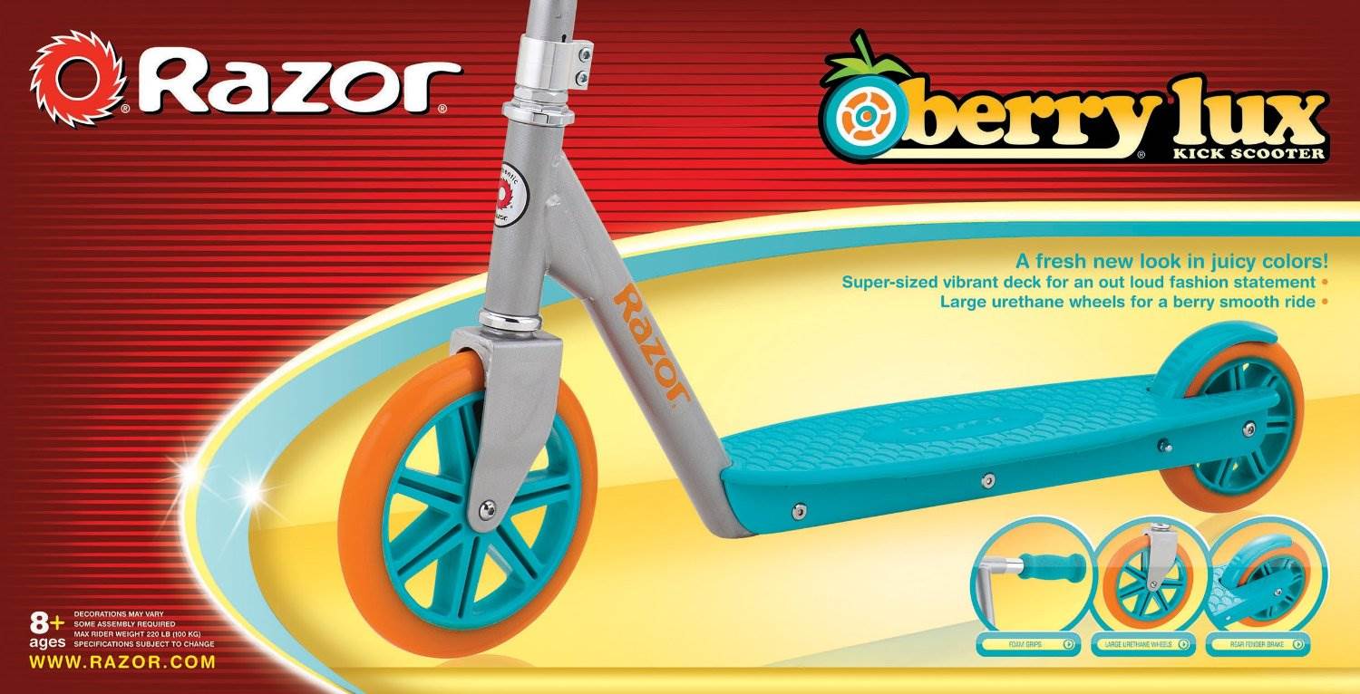 Razor Berry Lux Kick Boys/Girls Kids Scooter - Teal | 13013246 (Open Box)