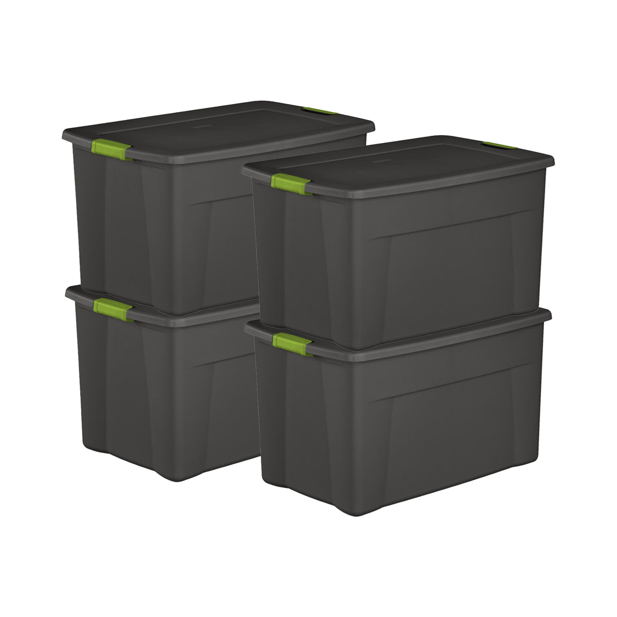 Sterilite 35 Gallon Storage Tote Box, Container Bin w/ Latch Lid, 4 Pack, Gray - VMInnovations