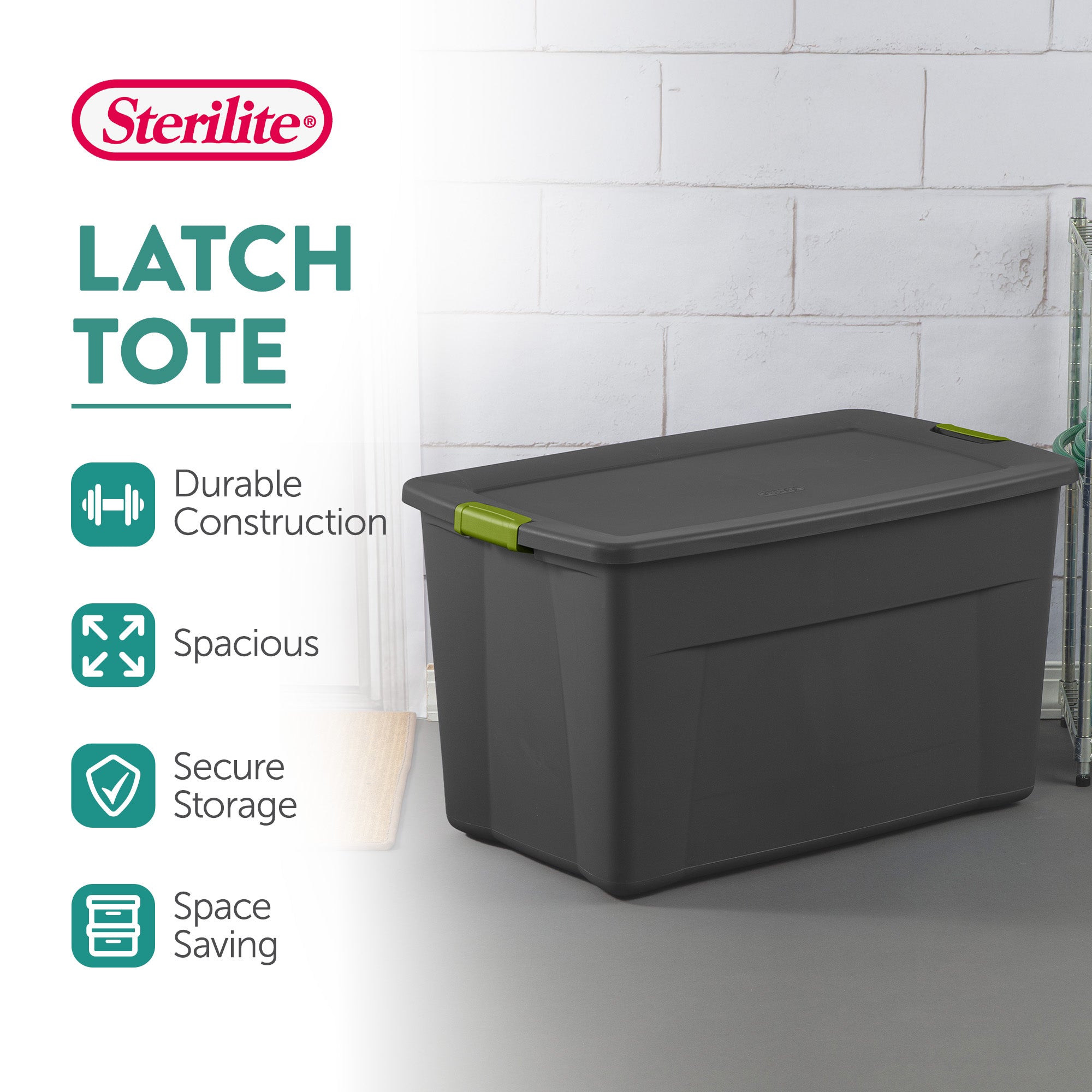 Set of 4) Sterilite 19451004 35 Gallon Storage Tote Box Latching Lid (Open Box)